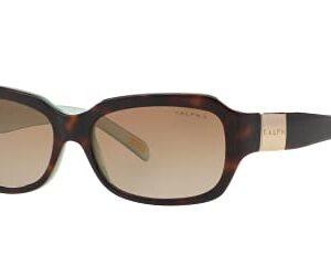 Ralph Woman Sunglasses Shiny Havana On Aquamarine Frame, Polar Gradient Brown Lenses, 54MM