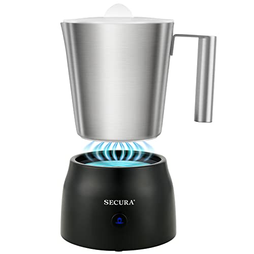Secura Detachable Milk Frother, 17oz Electric Milk Steamer Stainless Steel, Automatic Hot/Cold Foam and Hot Chocolate Maker with Dishwasher Safe, 120V