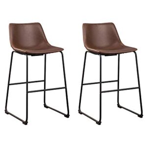 Signature Design by Ashley Centiar Urban Industrial 28.75" Pub Height Bucket Seat Barstool, 2 Count, Brown