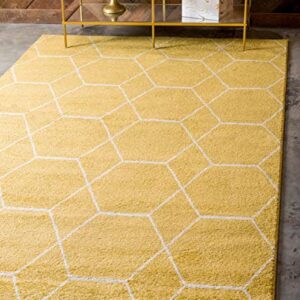 Unique Loom Trellis Frieze Collection Area Rug - Geometric (4' 1" x 6' 1", Yellow/ Ivory)