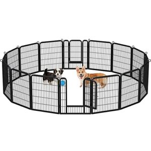 Yaheetech Outdoor Dog Playpen, Dog Pen Fences 16 Panels 32" Height Puppy Pet Playpen for Small/Medium Dogs Exercise Pen with 2 Doors Indoor Playpen for The Yard RV Camping