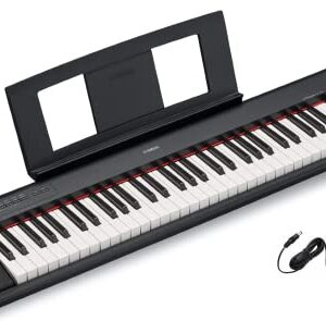 Yamaha NP12 61-Key Lightweight Portable Keyboard with PA130 Power Adapter, Black