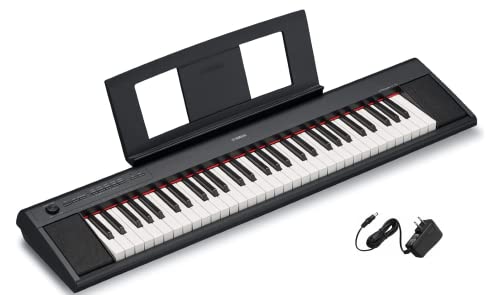 Yamaha NP12 61-Key Lightweight Portable Keyboard with PA130 Power Adapter, Black
