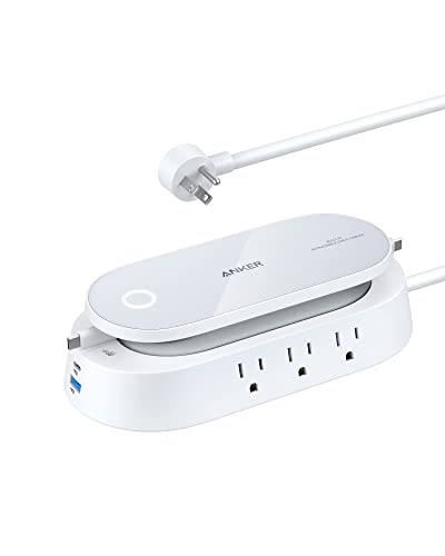 Anker 647 Charging Station (100W), 10-in-1 Power Strip with 6 AC, 1 USB-A, 1 USB-C, 2 Retractable USB C Cables (3ft), 5ft Extension Cord,Power Delivery for Conference Rooms, Desktop Accessory