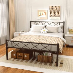 Aolthin Metal Platform Bed Frame, 12 "Metal Bed Frame Base Storage, no Box Springs Required, Easy to Assemble, Queen