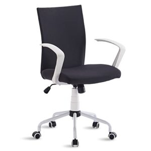 Efomao Modern Desk Comfort Swivel Fabric Home Office Task Chair with Armrests and Adjustable Height, Suitable for Computer Working and Meeting and Reception Place Black Chairs