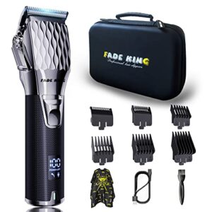 FADEKING® Professional Hair Clippers for Men - Cordless Barber Clippers for Hair Cutting, Rechargeable Hair Beard Trimmer for Men with LCD Display & Travel Case, Gifts for Men