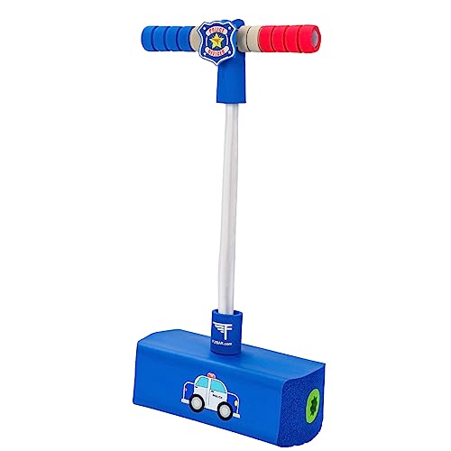 Flybar My First Foam Pogo Jumper for Kids Fun and Safe Pogo Stick for Toddlers, Durable Foam and Bungee Jumper for Ages 3 and up, Supports up to 250lbs (Blue Police)