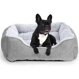 FURTIME Small Dog Beds for Small Dogs, Rectangle Washable Dog Bed, Orthopedic Dog Bed Soft and Comfy Calming Puppy Bed Waterproof Dog Cuddler Sofa Pet Bed with Anti-Slip Bottom S(20''x19''x6'')