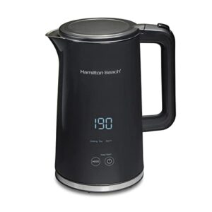 Hamilton Beach Digital Temperature Control Electric Tea Kettle, Hot Water Boiler & Heater 1.7L, 5 Preset Modes + Keep Warm, Fast Boil 1500 Watts, BPA Free, Cool-Touch Exterior, Black (41033)