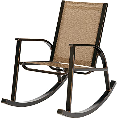 Hanover Monaco Rocking Chair, Aluminum Frame, Comfortable Sling Material, Rust-Resistant-MONACORKR, 1 Piece, Tan