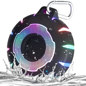 HEYSONG Waterproof Bluetooth Speaker, Shower Speaker with HD Sound, LED Light, Floating, Lightweight Portable Speakers for Travel, Pool, Beach, Kayak, Gifts for Girl, Teen