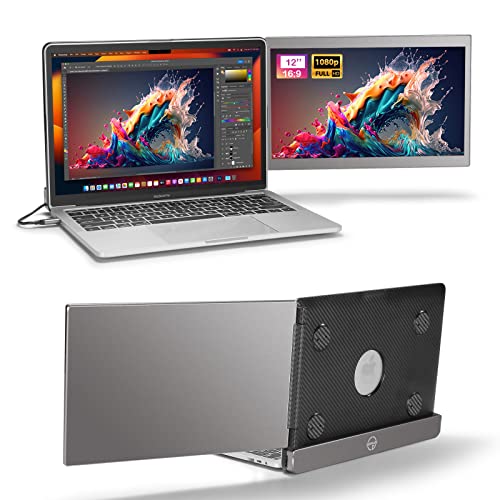 JoyReal Portable Monitor for Laptop Mac USB Dual Screen Extender 12'' FHD 1080P Second Travel Display for 13.3'' MacBook Pro Air