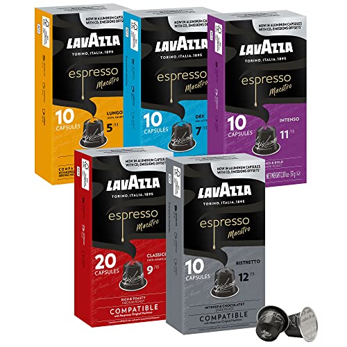 Lavazza Variety Pack Aluminum Espresso Capsules Compatible with Nespresso Original Machines Variety Pack (Pack of 60) ,Value Pack, 6 Packs of 10 capsules
