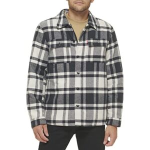 Levi's Men's Cotton Shirt Jacket, Cream/Navy Plaid, Small