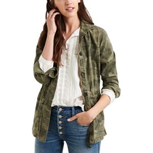 Lucky Brand womens Long Sleeve Button Up Camo Printed Utility Jacket, Green Multi, Medium US