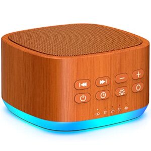 Magicteam White Noise Machine 10 Colors Lights and 25 Soothing Sounds Sleep Sound Machine with 5 Timers with Memory Feature Portable Sound Machine for Baby Adults. (Wood)