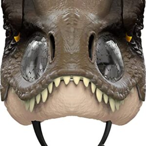 Mattel Jurassic World Dominion Chomp N Roar Tyrannosaurus Rex Dinosaur Mask with Motion and Sounds, T Rex Role-Play Toy