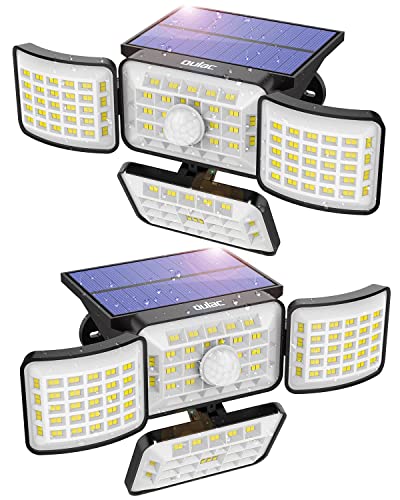 oulac Solar Outdoor Lights, 250 LED 3 Modes Solar Motion Sensor Lights, IP65 Waterproof Full Coverage Security Flood Lights for Outside, 2Pack