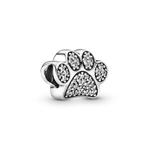 PANDORA Jewelry Sparkling Paw Print Cubic Zirconia Charm in Sterling Silver