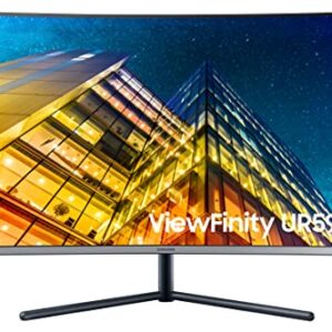 SAMSUNG UR59 Series 32-Inch ViewFinity 4K UHD (3840x2160) Computer Monitor, Curved, HDMI, Display Port, 3-sided border-less, Eye Saver Mode (LU32R590CWNXZA), Black