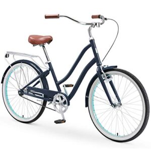 sixthreezero EVRYjourney Steel Women's Hybrid Bike with Rear Rack, 26 Inches, 7-Speed, Navy