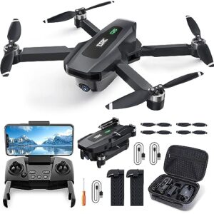 TENSSENX Foldable GPS Drone with 4K UHD Camera for Adults, TSRC Q5 Quadcopter with Brushless Motor, Auto Return, Follow Me, Circle Fly, Waypoint Fly, Beginner Mode, Headless Mode, 52 Mins Long Flight