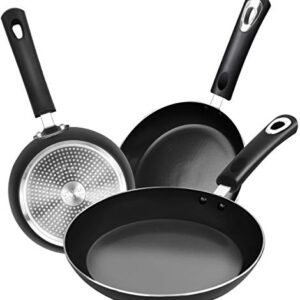 Utopia Kitchen Nonstick Frying Pan Set - 3 Piece Induction Bottom - 8 Inches, 9.5 Inches and 11 Inches (Grey-Black)