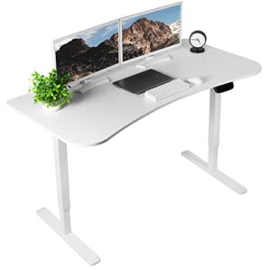 VIVO Electric Height Adjustable 63 x 32 inch Memory Stand Up Desk, White Table Top, White Frame, Touch Screen Preset Controller, 2E Series, DESK-KIT-2E1W