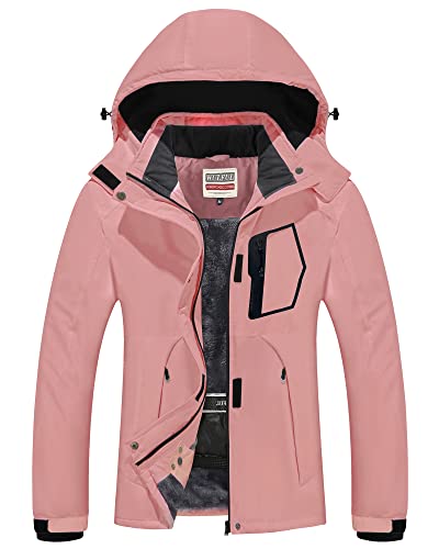 WULFUL Women’s Waterproof Snow Ski Jacket Mountain Windproof Winter Coat with detachable hood