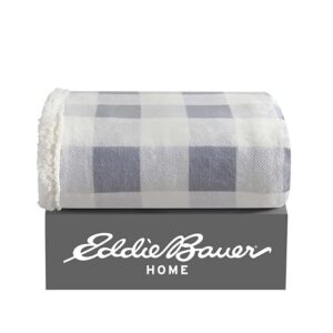 Eddie Bauer Ultra-Plush Collection Throw Blanket-Reversible Sherpa Fleece Cover, Soft & Cozy, Perfect for Bed or Couch, Mountain Grey