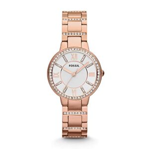 Fossil Women's Virginia Quartz Stainless Steel Three-Hand Watch, Color: Rose Gold Glitz (Model: ES3284)