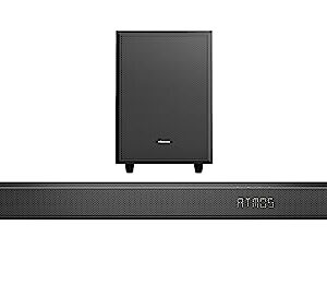 Hisense 3.1.2Ch 440W Dolby Atmos Soundbar with Wireless Subwoofer, Bluetooth 5.3, EzPlay, 4K HDMI Pass Through, Roku TV Ready, DTS:X, HDMI/AUX/ARC/Optical/USB, 7 EQ Modes (AX3125H, 2023 Model)