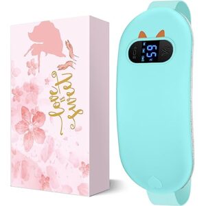 Portable Cordless Heating Pad, Worxvell Heating Pads for Cramps Period Heating Pad for Back with 3 Heat Levels 3 Massage Modes, Electric Device Belly Wrap Belt, Gift for Women Girls(Light Green)