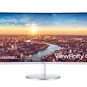 SAMSUNG 34” ViewFinity CJ79 Series Ultrawide QHD (3440x1440) Computer Monitor, 100Hz, Thunderbolt 3 Daisy Chain, QLED, HDMI, USB Hub, Height Adjustable Stand, LC34J791WTNXZA, White