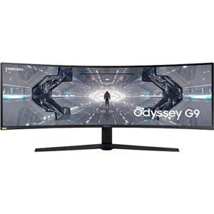 SAMSUNG 49” Odyssey G9 Gaming Monitor, 1000R Curved Screen, QLED, Dual QHD Display, 240Hz, NVIDIA G-SYNC and FreeSync Premium Pro, LC49G95TSSNXZA, Black