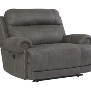 Signature Design by Ashley Clonmel Microfiber Extra Wide Manual Reclining Loveseat, Gray