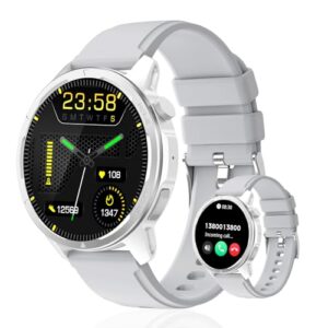 Smart Watch (Answer/Make Calls), Smartwatch with Heart Rate/Blood Oxygen/Sleep Monitor for iOS and Android Phones, Large Screen IP68 Waterproof Fitness Tracker Watch for Men and Women (1.39”, Grey)
