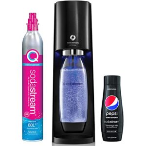 SodaStream E-TERRA Sparkling Water Maker (Black) with CO2, Carbonating Bottle, and Pepsi® Zero Sugar Mix