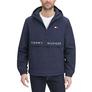 Tommy Hilfiger Men's Performance Fleece Lined Hooded Popover Jacket, New Navy, Small