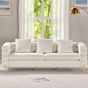 AMERLIFE Sofa, Oversized Sofa- 85 inch, 3 Seater Sofa Comfy Sofa for Living Room- White Deep Seat Sofa, Bouclé Couch