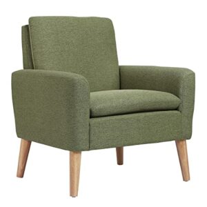 Lohoms Mid-Century Modern Fabric Accent Chair Single Sofa Comfy Upholstered Arm Chair Living Room Furniture (Green)