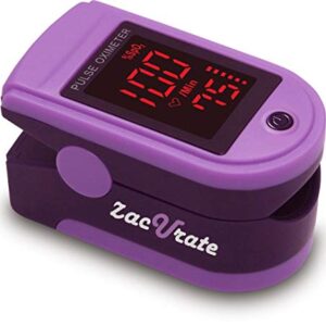 Zacurate Pro Series 500DL Fingertip Pulse Oximeter Blood Oxygen Saturation Monitor with Silicone Cover, Batteries and Lanyard (Mystic Purple)