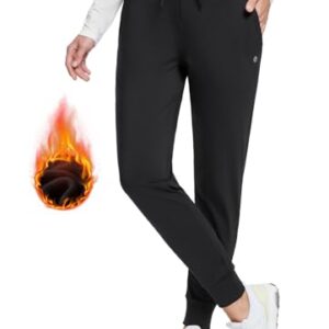 BALEAF Women's Sweatpants Fleece Lined Pants High Waisted Sweat Pants Winter Thermal Ski Hiking Joggers Black L