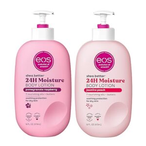 eos Shea Better Body Lotion Set- Jasmine Peach & Pomegranate Raspberry, 16 fl oz, 2-Pack