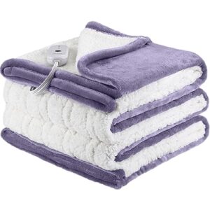 ESTINGO Heated Blanket Electric Blanket Twin Size, Heating Blanket with 5 Heating Levels & 10 Hours Auto Off, Heated Blanket Twin Size with Overheating Protection for Home, 62"x84", Lavender Purple