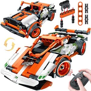 IQKidz 2-in-1 STEM Remote Control Building Kit-Race Car/Convertible, 2.4Ghz RC Racer Toy Set Gift for Boys & Girls Age 6, 7, 8-12 Year Old, Fun Engineering Learning Science of Construction Play