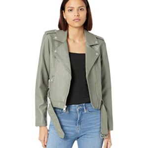 Levi's Women's Faux Leather Belted Motorcycle Jacket (Standard & Plus Sizes), Sage Green, Medium