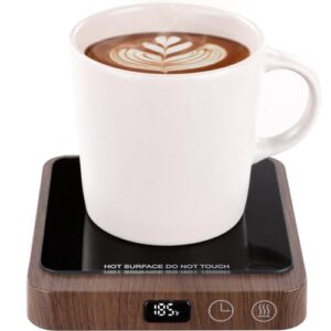 Rigstne Coffee Mug Warmer - 20W Portable Mug Warmer for Desk, Coffee Cup Warmer with Auto Shut Off, Candle Warmer Plate for Travel, Office and Home, Woodgrain (No Cup)