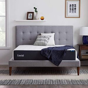 LUCID 10 Inch Memory Foam Mattress - Medium Feel - Bamboo Charcoal and Gel Infusion - Hypoallergenic - Bed in a Box - Temperature Regulating - Pressure Relief - Breathable - Twin XL Size